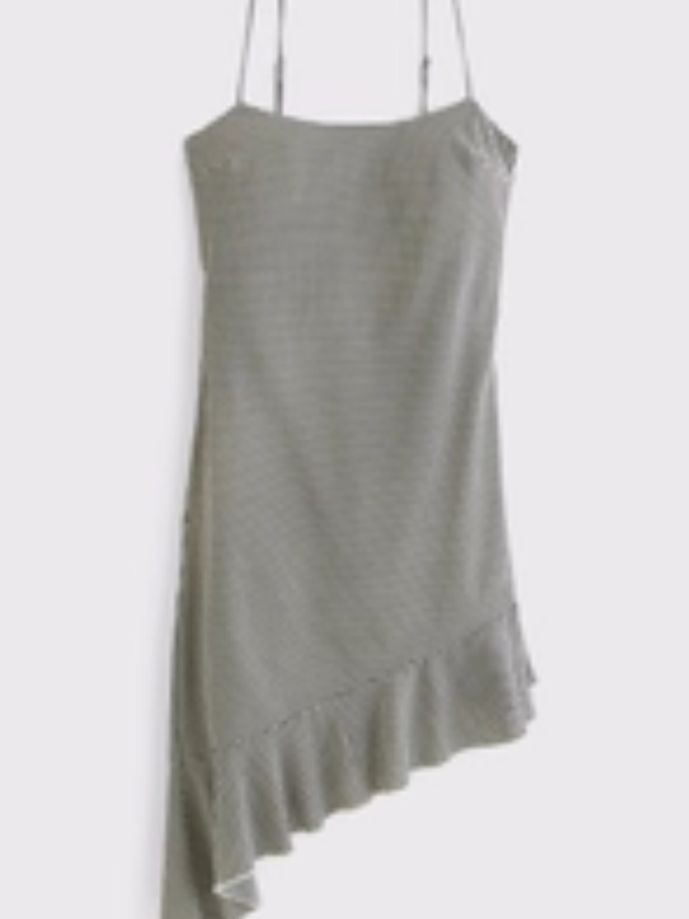 Abercrombie & Fitch Black and White Houndstooth Asymmetrical Ruffle Slip Dress